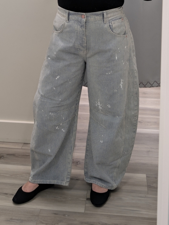 We The Free Denim - We The Free 31 Good Luck Stripe Barrel Jeans Mid NWT Paint Splatter Jeans